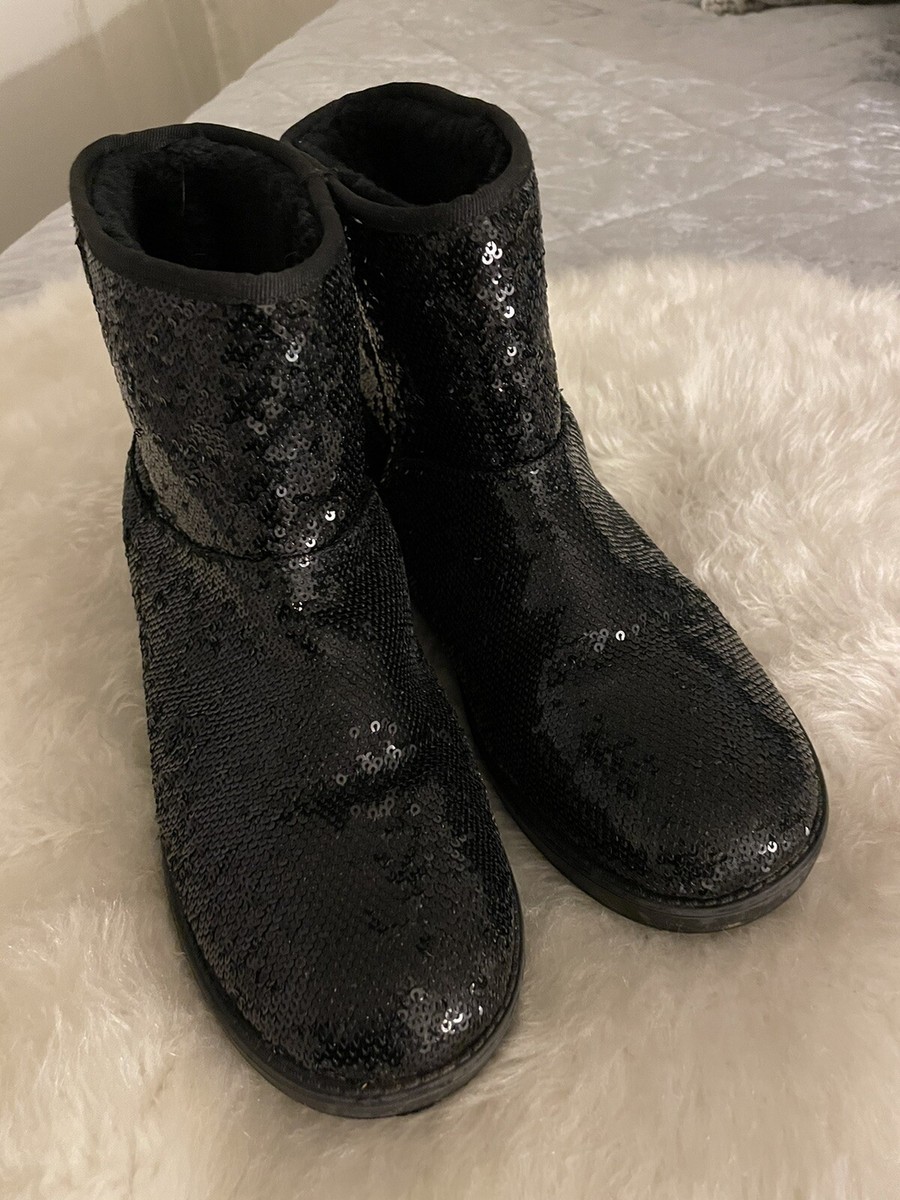 Guess Boots Size Black Sequin Sparkle Bling Clean