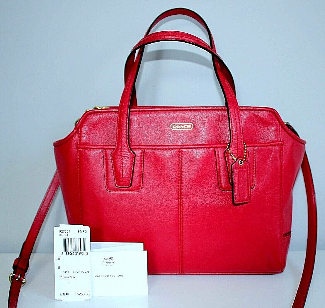 EUC Authentic COACH Taylor Leather Bette Mini Tote Crossbody F27661 in Red $258