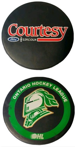 LONDON KNIGHTS OHL RARE OFFICIAL COURTESY FORD SPONSOR VICEROY MFG. GAME PUCK