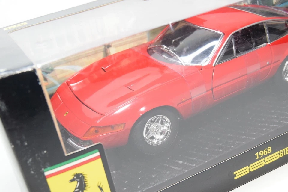 B23 1:18 HOTWHEELS MATTEL FERRARI 365 GTB/4 1968 ROSSO NUOVO CON SCATOLA - Immagine 3 di 4