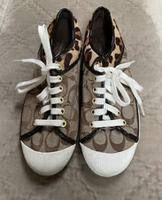 COACH ZORRA LEOPARD/CHEETAH BROWN/KHAKI SIGNATURE Logo 8M SNEAKERs