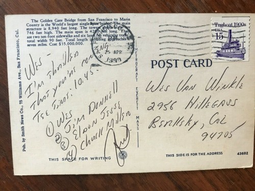 Golden Gate Bridge San Francisco Postcard Linen Posted 1999 Pub Smith News 43682 - Picture 2 of 2