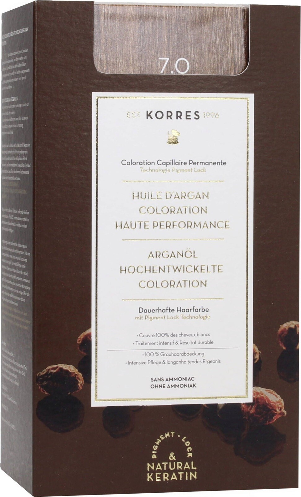 Coloration haute performance KORRES blond 7.0 teinture vegan sans ammoniaque pour cheveux