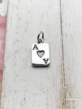 Ace of Hearts Card Charm Sterling Silver