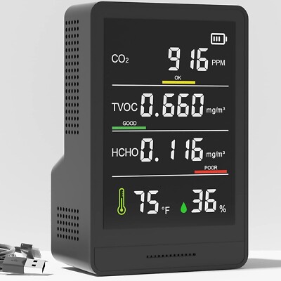 MXY Air Quality Monitor Accurate CO2 TVOX HCHO Humidity Temperature Particle