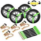 6 Pack Car Tie Down Straps Heavy Duty 10,000 lbs Wheel Tow Ratchet for Trailers
