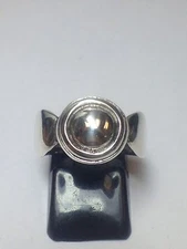 VINTAGE STERLING SILVER CIRCLE RING SZ 7 PLANETARY DESIGN ROUND LADIES