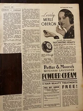 Merle Oberon, Potter and Moore's Powder Cream, Vintage Large Format Print Ad