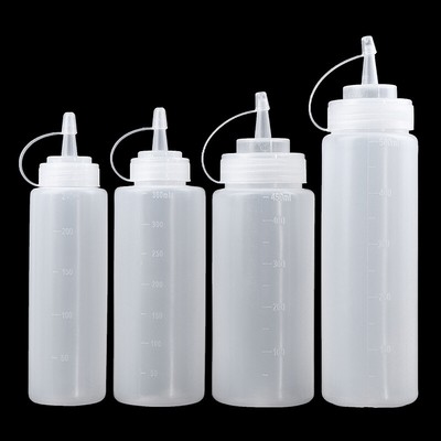 3PCS Squeeze Squirt Condiment Bottles With Cap Lid Salad Sauce Dispenser Botkj