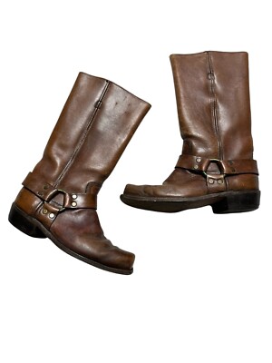 Frye Motorcycle Harness Boots Men 9 D Square Toe 2225 1970s 70s Black Label
