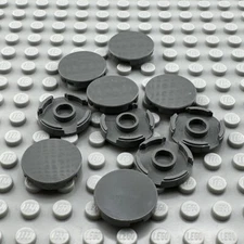 LEGO Tile Round - Dark Bluish Gray - 2 x 2 with Bottom Stud Holder - QTY x10