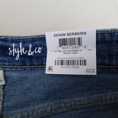 Style & Co High Rise Frayed Hem Ripped Denim Bermuda Shorts 10