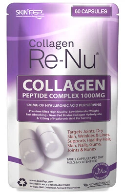 SKINPEP Halal Hydrolysed Collagen | Max 1000mg | Hair, Skin, Nails 60-180 Capsules