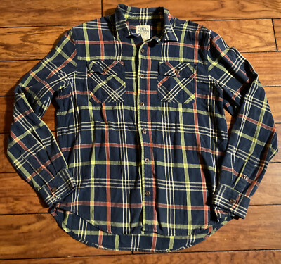 Mens True Religion Work Wear Plaid Flannel Shirt 2XL Long Sleeve
