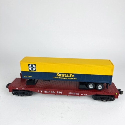 MTH O Gauge Rail King Santa Fe Flat Car w/ Trailer 30-7679 - Picture 5 of 12