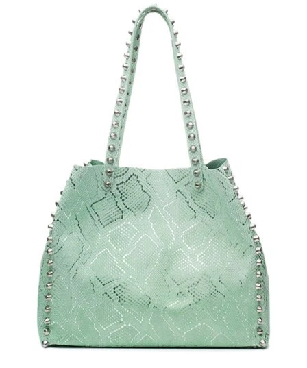 NEW Sorial VIVIANNE Embossed Italian LEATHER TOTE BAG Summer Purse MINT GREEN