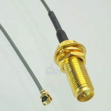 RP-SMA female plug center nut bulkhead to IPX U.fl 1.37 pigtail cable 17mm screw