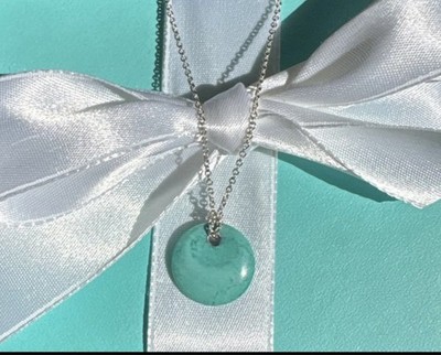 Tiffany & Co Elsa Peretti Türkis Scheibe an einer Silber Peretti 18'' Kette - RAR