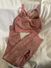 Pink Gymshark Sports Bra Racerback Pants Set Women's Medium