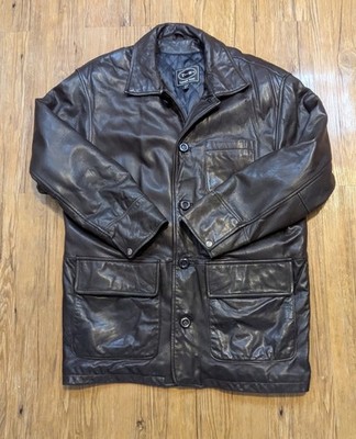 Vintage Tannery West Brown Leather Coat Jacket Mens Medium B31