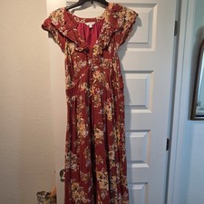 Womens Lauren Conrad XL - 2Xl Flower Rust Dress Beautiful