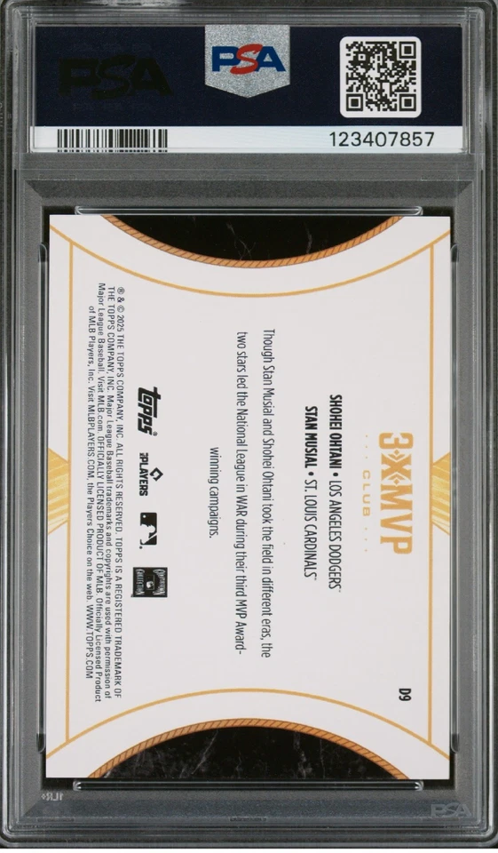 Shohei Ohtani Stan Musial 2025 Topps Bienvenido “3X” Club AQUA FOIL 02/75 PSA 10💎 Foto 2 de 3