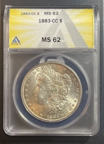 1883 CC MORGAN SILVER DOLLAR ANACS MS 62 **Free Shipping** Excellent Coin!