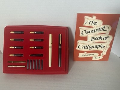 Vintage Osmiroid Calligraphy Desk Set 22 Carat Gold Plated Made in England 