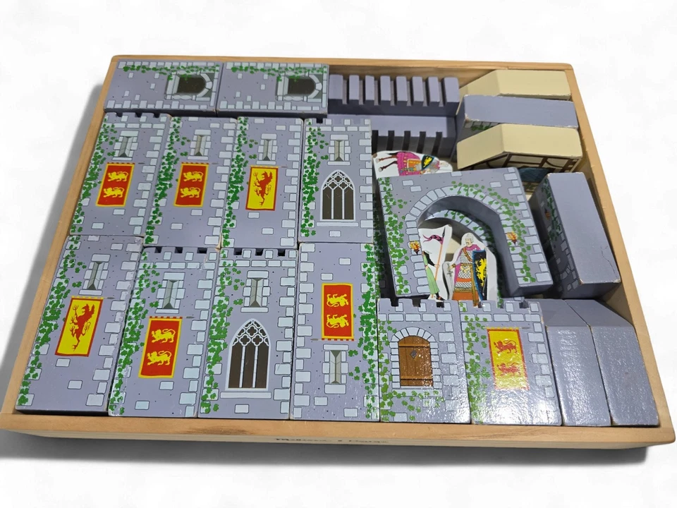 Juego de bloques de castillo de madera Melissa & Doug y bandeja de almacenamiento #532 ¡COMPLETO! Foto 3 de 4