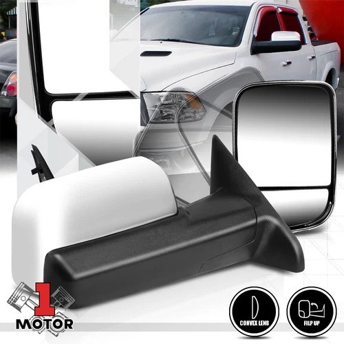 [Pair]Chrome Manual Flip Up Foldable Towing Mirror for 09-16 Dodge Ram 1500/2500