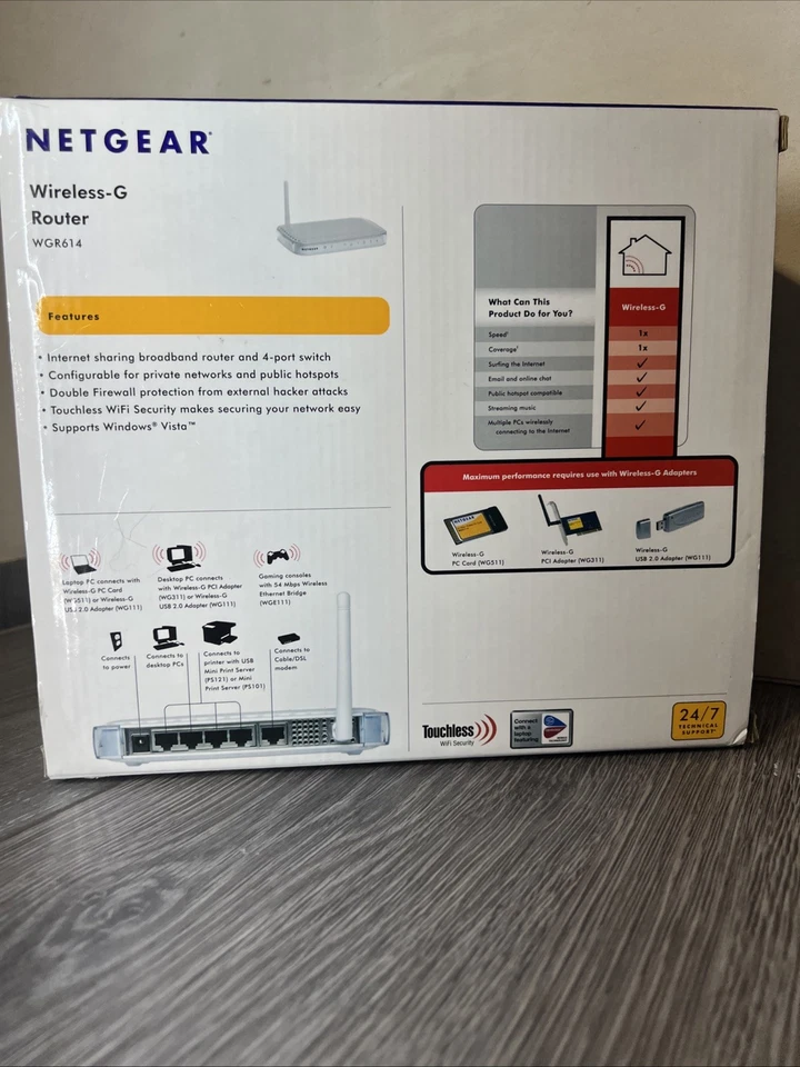 Netgear WGR614 54 Mbps 4-Port 10/100 Wireless G Router - Image 3 of 4