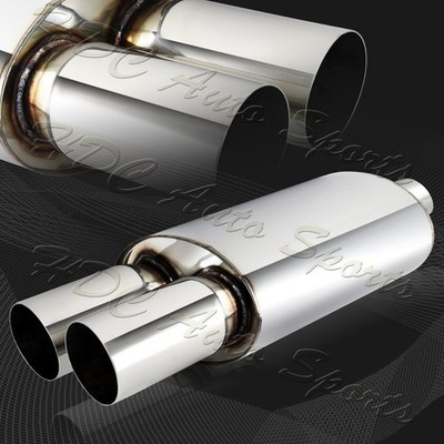 3'' Dual Flat Tip DTM 3'' Inlet Stainless Steel Weld-On Exhaust Muffler Universal