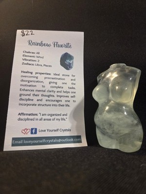 Rainbow Fluorite, Free Form,  Green Pregnant Crystal Sculpture