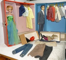 Vintage 60's Japan Barbie  Ken Clothing Lot Bubblecut Doll  Red Carry Case