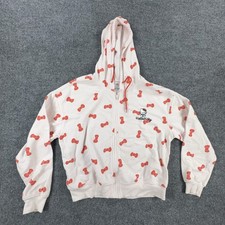 Hello Kitty Sanrio Hoodie Womens Large Pink Bow Zip Up Sweatshirt Hybrid Apparel