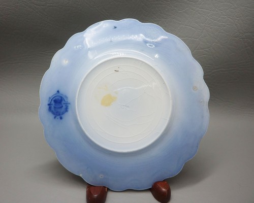 Four Antique (1891-1914) W. H. Grindley Blue Rose Flow Blue 5 7/8" Plates - Picture 3 of 6