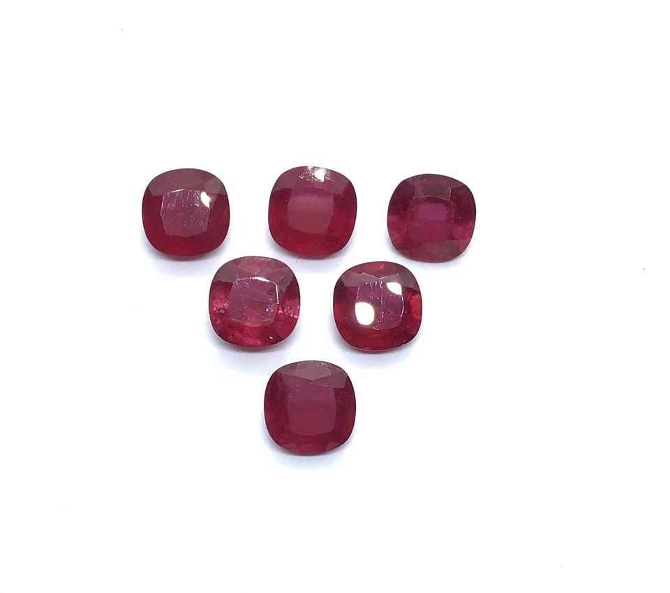 AAA Glass Filled Ruby Cushion Cut Faceted Loose Gemstone For Making All Jewelry - Image 2 of 4