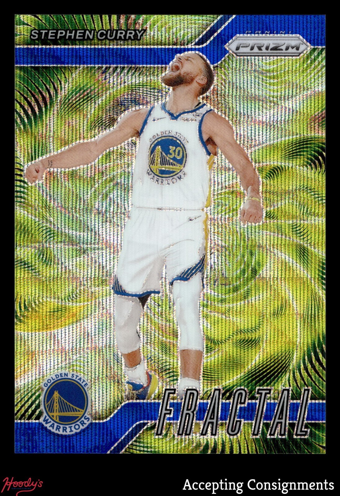 2024-25 Panini Prizm Fractal Prizms Blue Wave #7 Stephen Curry WARRIORS 044/175