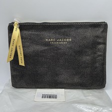 Marc Jacobs Fragrances Black Canvas Pouch   Brand New 10"x7" Makeup Cosmetic Bag