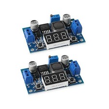 2pcs LM2596 Adjustable Voltage Buck Converter With Red Voltmeter Display