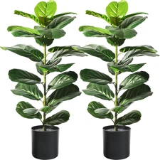 30" Artificial Fiddle Leaf Fig Tree - 2 Pack Faux Plants with Pots for Decor