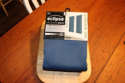 Eclipse Absolute Zero 100% Blackout Curtains Phoenix Indigo 2 Panels 37''W x 63''L