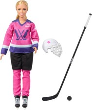 ​Barbie Tim Hortons PWHL 2025 Fashion Doll in Pink, Purple, & Teal Hockey Jersey