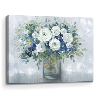 Flower Painting Canvas Wall Art: Abstract Floral in Vase Picture Hand Painted...