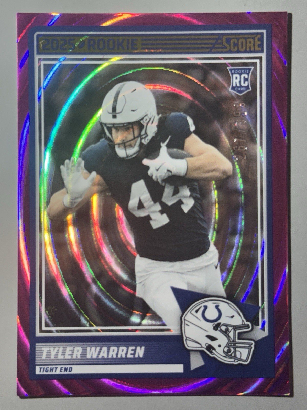 Tyler Warren Rookie 2025 Score Ellipse Pink /399 Holo Prizm RC SP Colts #21