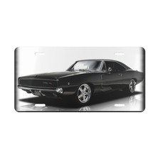 Unleash Power Iconic 1968 Dodge Charger R/T Black Muscle Car Classic Vanity