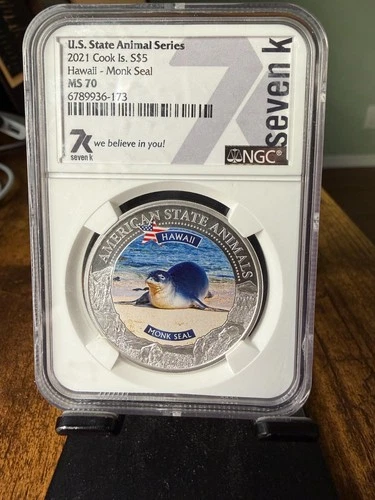 2022 Cook Islands - US State Animal Series - Hawaii Monk Seal - NGC MS70