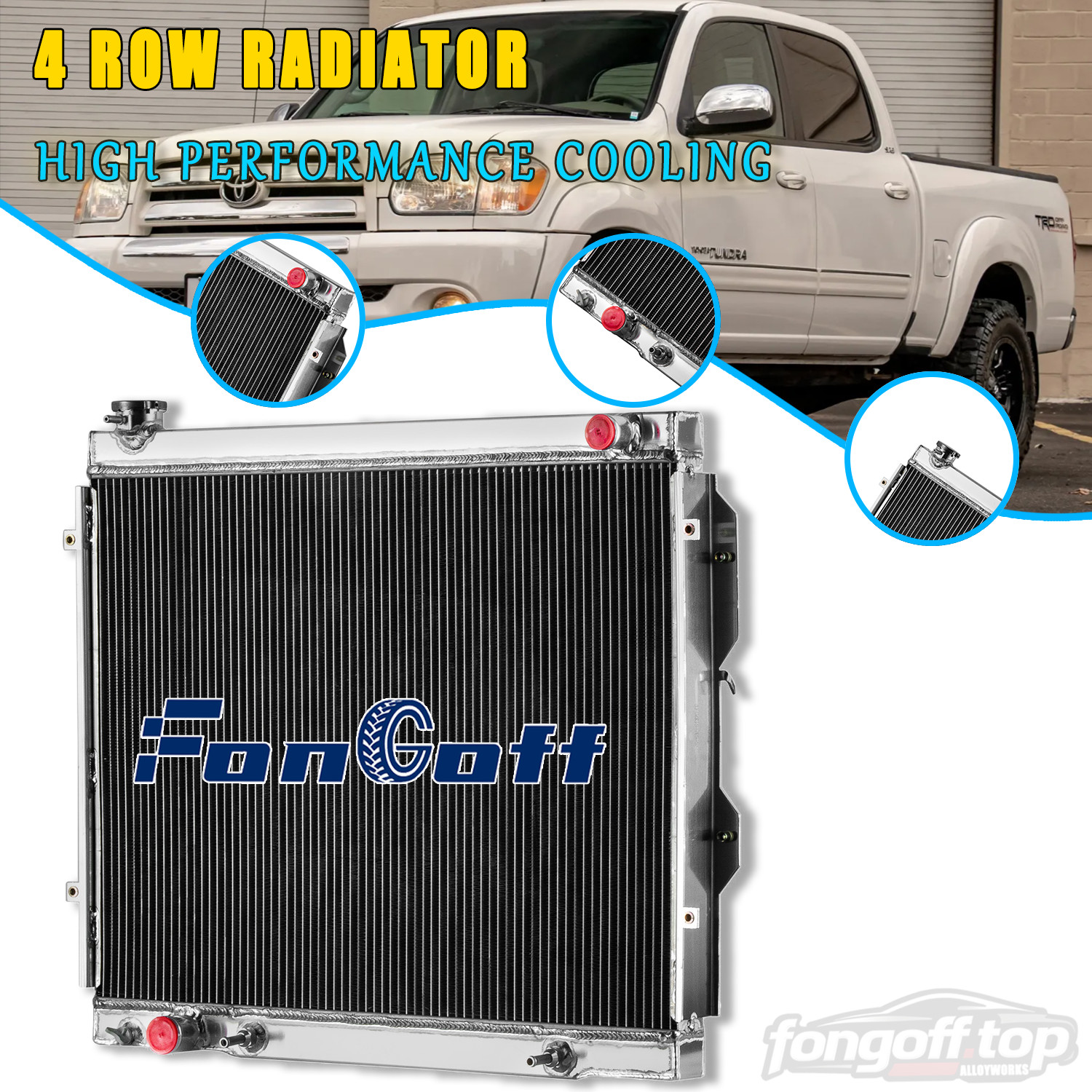 4 Row Aluminum Radiator For 2000-2006 2003 Toyota Tundra 3.4L 4.0L V6 AT/MT