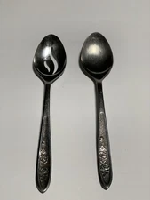 Vintage Country Garden Stainless Ekco Eterna SERVING SPOON Set 