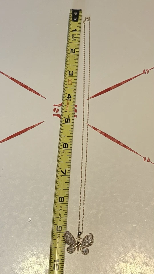 VTG 1/2ct Affinity Diamond Cluster Butterfly Pendant Necklace 14K Chain Gorgeous - Image 4 of 4